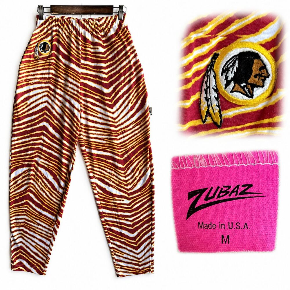 NEW VTG 90s Washington Redskins Zubaz Medium Baggy Parachute Pants Zebra NWOT